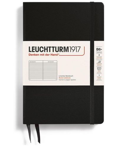 Caiet Leuchtturm1917 Paperback - B6+, negru, liniat, copertă rigidă - 1