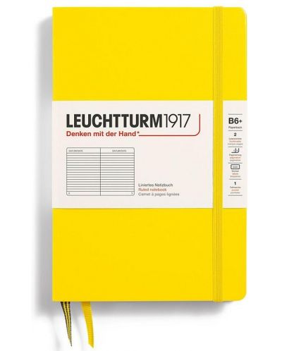 Caiet Leuchtturm1917 Paperback - B6+, galben, liniat, copertă rigidă - 1