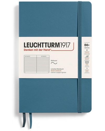 Caiet Leuchtturm1917 Paperback - B6+, albastru, liniat, copertă moale - 1