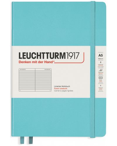 Agenda Leuchtturm1917 Rising Colors - А5, pagini liniate, Aquamarine - 1