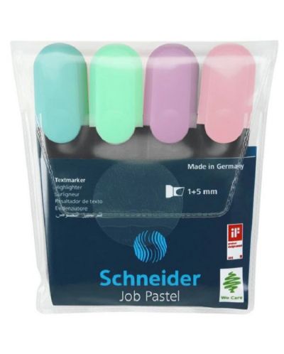 Textmarker Schneider - Job Pastel, 4 culori - 1