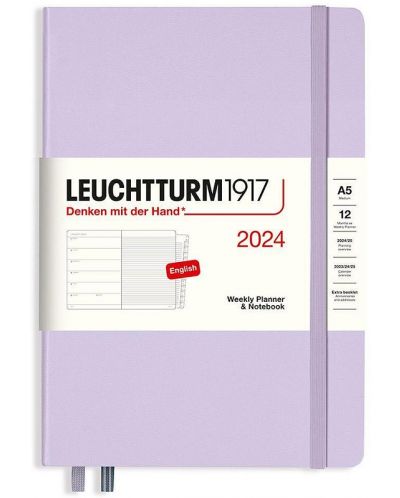 Leuchtturm1917 Planificator săptămânal și caiet de notițe - A5, mov, 2024 - 1