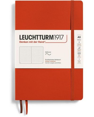 Caiet Leuchtturm1917 Natural Colors - A5, roșu, pagini cu puncte, copertă moale - 1