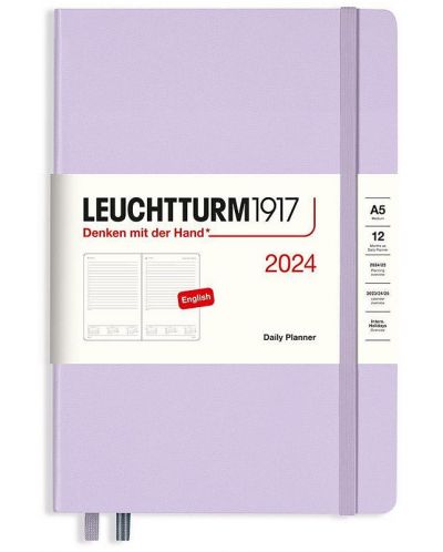 Carnet de notițe Leuchtturm1917 Daily Planner - А5, Violet, 2024 - 1