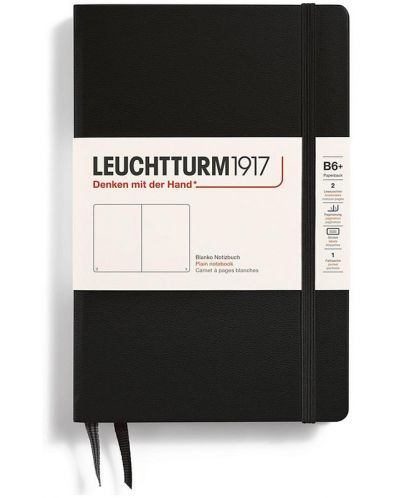 Caiet Leuchtturm1917 Paperback - B6+, negru, pagini albe, copertă rigidă - 1