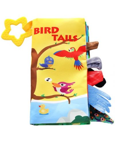 Carte textila Kikka Boo - Bird Tails, cu inel gingival  - 1