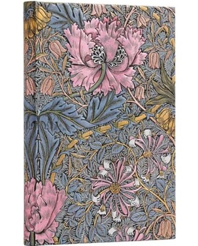 Carnețel Paperblanks Morris Pink Honeysuckle - 9.5 x 14 cm, 88 de frunze, cu linii largi - 2
