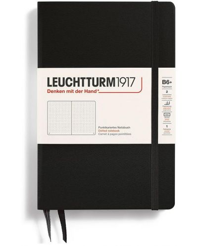 Caiet Leuchtturm1917 Paperback - B6+, negru, pagini cu puncte, copertă rigidă - 1