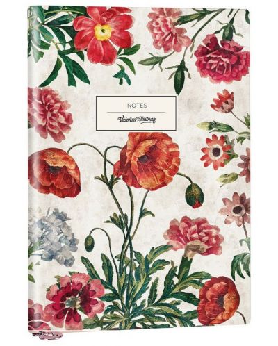 Caiet Victoria's Journals Florals - Poppy, copertă plastică, liniate, 96 de foi, format A5 - 1