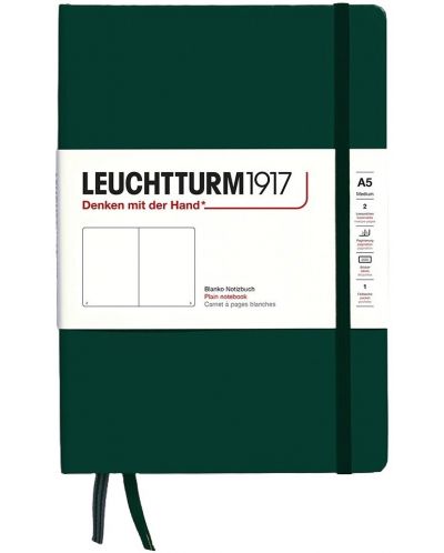 Caiet Leuchtturm1917 Natural Colors - A5, verde închis, pagini albe, copertă rigidă - 1