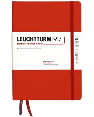 Caiet Leuchtturm1917 Natural Colors - A5, roșu, pagini albe, copertă rigidă - 1