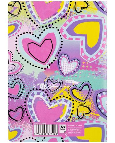 Caiet Cool Pack Pastel Hearts - A5, 32 de coli, rânduri înguste colorate - 2