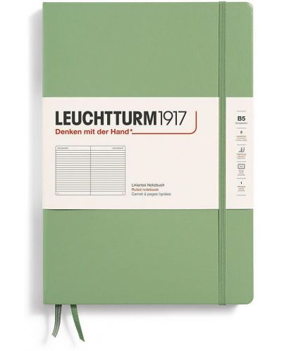 Caiet Leuchtturm1917 Composition - B5, verde deschis, liniat, copertă rigidă - 1