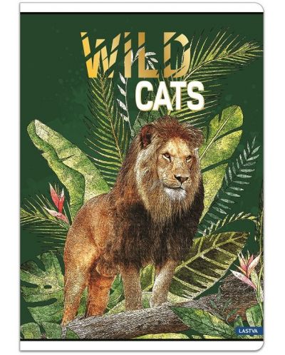 Caiet de notite Lastva Wild Cats - A4, 52 de coli, randuri late, cu 2 margini, asortiment - 3