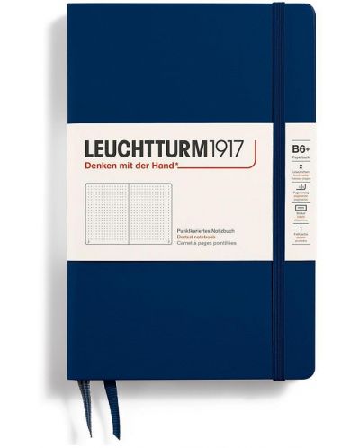 Caiet Leuchtturm1917 Paperback - B6+, albastru închis, pagini cu puncte, copertă rigidă - 1