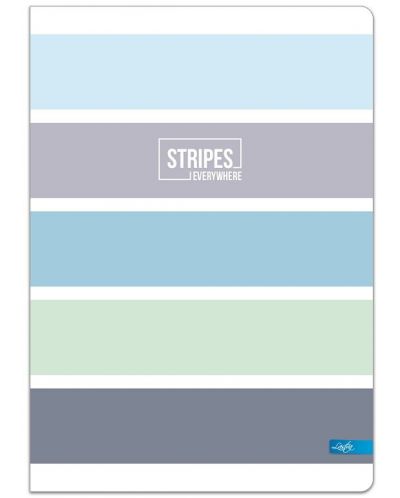 Caiet Lastva Stripes - А4, 96 foi, randuri largi, cu 2 campuri, sortiment - 4