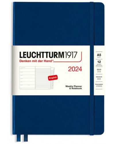 Leuchtturm1917 Planificator săptămânal și caiet de notițe - A5, albastru închis, 2024 - 1