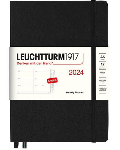 Carnet de notițe Leuchtturm1917 Planificator săptămânal - A5, negru, 2024 - 1