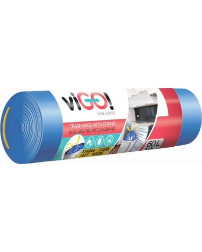 Saci de gunoi cu legături viGO! - Standard, 60 l, 10 buc, albastru - 4