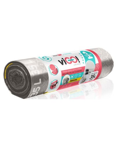 Saci de gunoi cu legături viGO! - Premium #1, 35 l, 15 buc, argintiu - 4