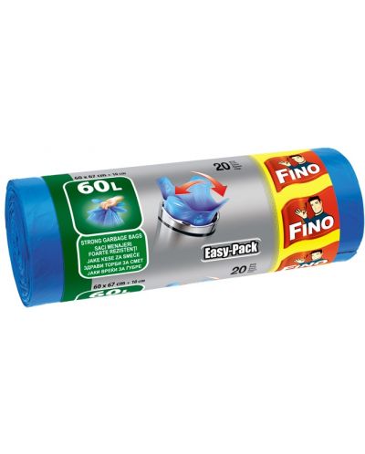 Saci de gunoi Fino - Easy pack, 60 L, 20 buc, albastre - 1