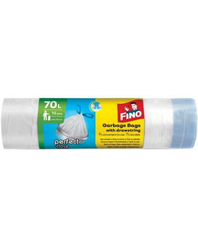 Saci de gunoi Fino - Color, 70 L, 15 buc, albe - 1