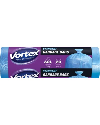 Saci de gunoi Vortex - Standard, 60 l, 20 buc., albaștri - 1
