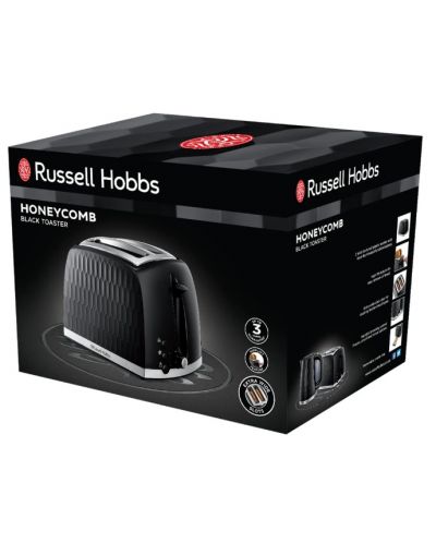 Prajitor de paine Russell Hobbs - Honeycomb 2S, 850W, 4 trepte prajire, negru - 6