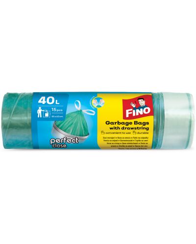 Saci de gunoi Fino - Color, 40 L, 15 buc, gri - 1