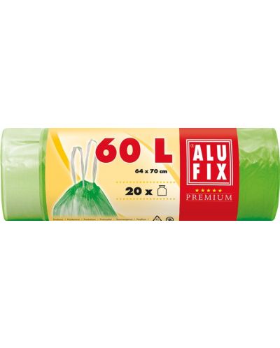 Saci de gunoi cu legături ALUFIX - 60 l, 20 buc., verzi - 1