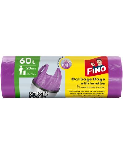 Saci de gunoi  Fino - Color, 60 L, 20 buc, mov - 1