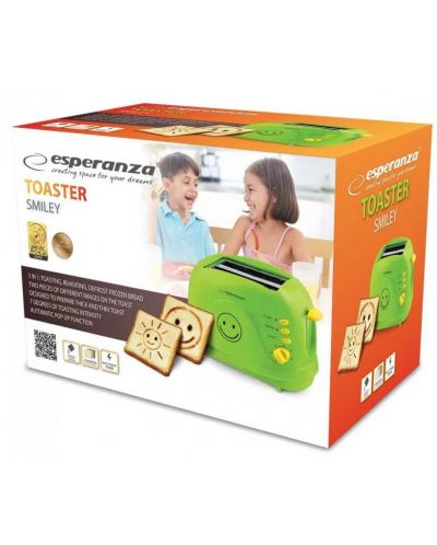 Prajitor de paine Esperanza - EKT003 Smiley, 750W, 7 nivele de rumenire, verde - 3