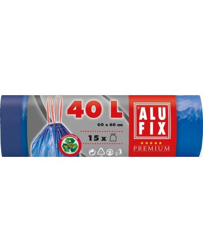 Saci de gunoi cu legături ALUFIX - 40 l, 15 buc., albaștri - 1