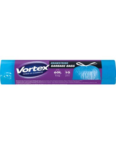 Saci de gunoi cu legături Vortex - 60 l, 10 buc., albaștri - 1