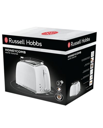 Prajitor de paine Russell Hobbs - Honeycomb 2S, 850W, 4 trepte prajire, alb - 8