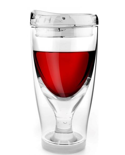 Pahar de răcire pentru vin cu capac Asobu - ICE VINO 2GO, 300 ml, alb - 1
