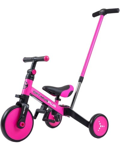 Triciclu cu control parental 4 în 1 Milly Mally - Optimus Plus, roz - 1