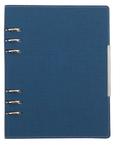 Caiet-agenda din piele Trend A5 - Albastru inchis, cu inele si mecanism - 1