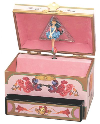 Cutie muzicala Trousselier - Flori, roz, cu figurina Balerina - 1