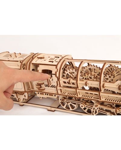 Puzzle 3D din lemn Ugears de 443 piese - Locomotiva cu tender - 3