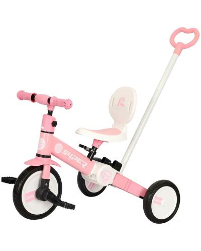 Tricicletă și roată de echilibrare 2 în 1 Ocie - Super, roz - 1