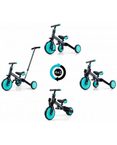 Tricicletă cu control parental 4 în 1 Milly Mally - Optimus Plus, verde - 9