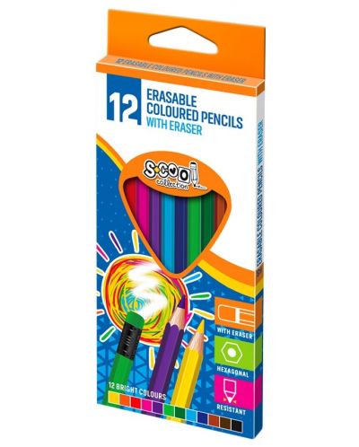 Creioane colorate cu radiera S. Cool - 12 culori - 1