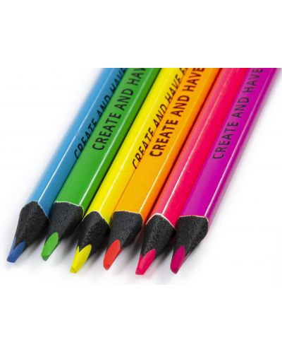 Creioane colorate in culori neon Kidea - 6 culori - 2