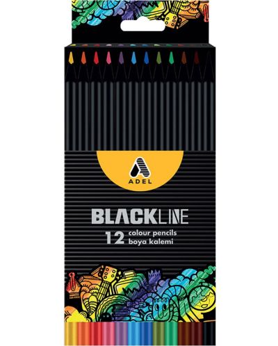 Creioane colorate Adel BlackLine - 12 culori - 1