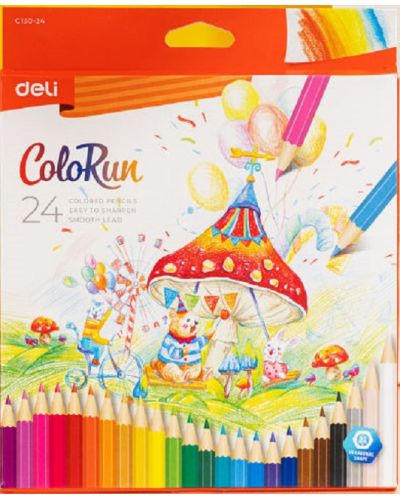 Creioane colorate Deli Colorun - EC130-24, 24 culori - 1
