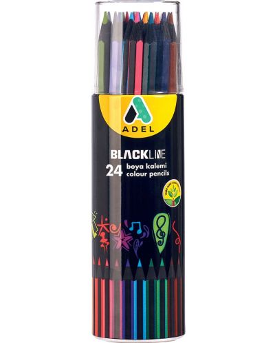Creioane colorate Adel BlackLine - În tub, 24 culori - 1