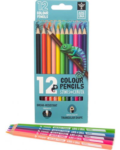Creioane colorate triunghiulare Ars Una - 12 culori - 1