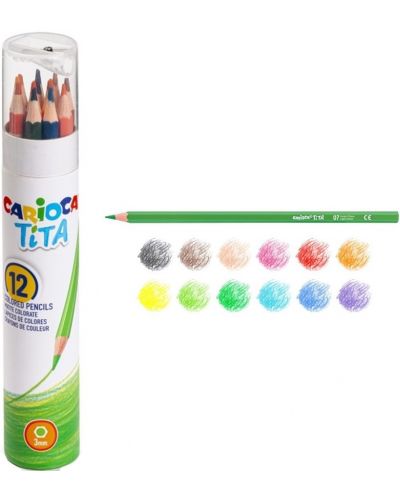 Creioane colorate Carioca Tita - 12 culori + ascutitoare - 2