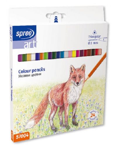 Creioane colorate SpreeArt - Triunghiulare, Ø 3 mm, 24 buc.	 - 1